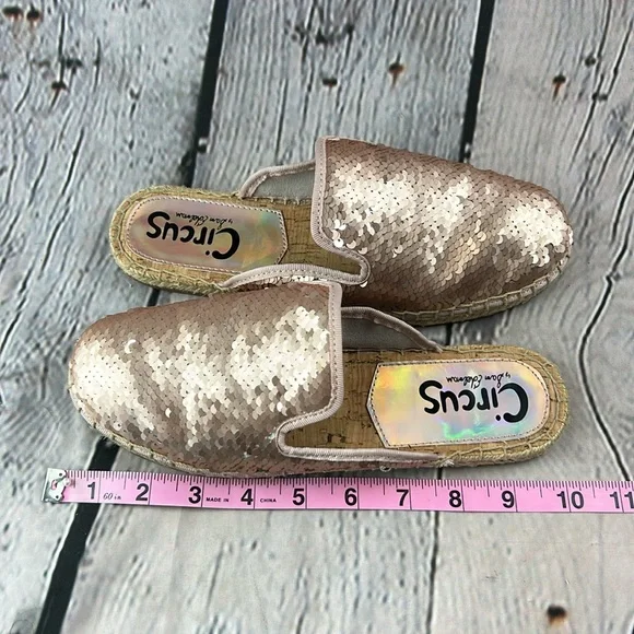 CIRCUS BY SAM EDELMAN LEANNE Rose Gold Silver Mermaid Sequin Slip On Flats - Picture 7 of 17